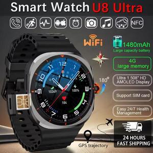 새로운 시계 8 울트라 5G 통화 HD SmartWatch 심박수 NFC 나침반