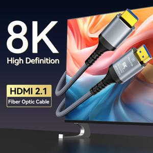 CYANMI 8K 광섬유 HDMI 케이블 10M 32 8피트 15m 50피트 , 48Gbps 고속 HDMI 2 1 케이블 8K 60Hz 4K 120Hz 다이내믹 HDR/eARC/HDCP 2 3, 울트라 HD 방향 HDMI 코드, TV/ /블루레이와 호환