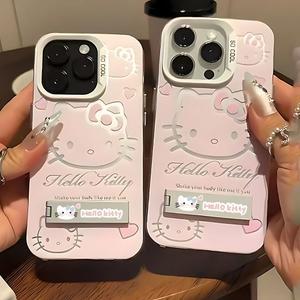 갤럭시 S25 S24 S23 S22 S21 S20 Note20 울트라 플러스 FE M31 4G 5G 뒷면 커버 홀더에 대한 럭셔리 핑크 헬로 키티 케이스