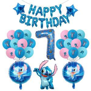 이벤트풍선 만화 릴로  스티치 생일 풍선  숫자 호일  파티 장식  베이비 샤워 에어 글로보  32 인치  1 세