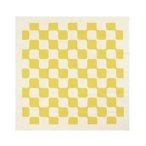 연노랑 그리드 체크 정사각 테이블보 90x90cm 덮개