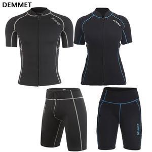 DEMMET 짧은 잠수복 남자 네오프렌 스플릿 슬리브 여성 서핑 프론트 수영복 1.5MM/3MM 수영 낚시 스피어 지퍼