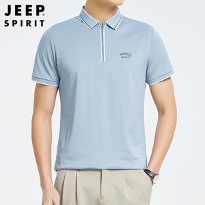 JEEP SPIRIT 2025 남성용 여름 시원한 스판 반팔 카라 티셔츠