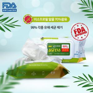 균이제로 살균티슈 75매 항균 제균 소독 물티슈 이소프로필 알콜 70% 함유