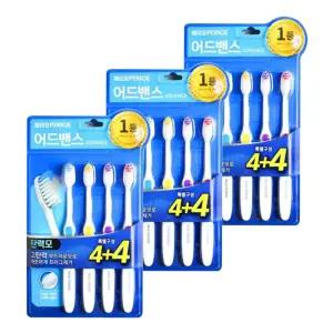 페리오 어드밴스 칫솔 4+4입 탄력모, 3개