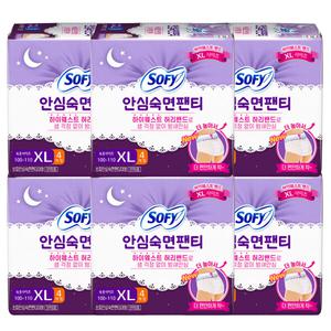 쏘피 안심숙면팬티 입는오버나이트 생리대 XL 특대형 4P x 6팩