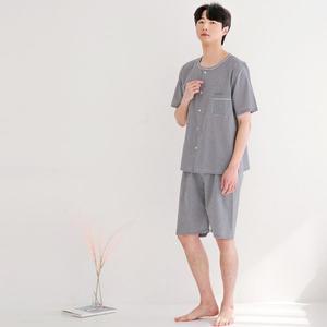 [신세계몰]찌니야 국내제작 남성잠옷 릴리체크 40수 순면 반팔상하세트