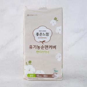 좋은느낌 유기농 순면커버 팬티라이너 일반 일반90p