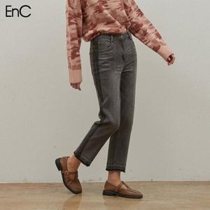 [EnC] 옆라인 배색 하이웨이스트 데님 팬츠