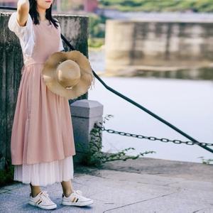 앨리홈 린넨 브이넥 원피스 주방 앞치마(핑크)