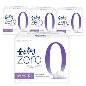 [깨끗한나라]순수한면 제로zero 오버나이트 12개입x4팩
