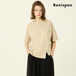 [롯데백화점]보니스팍스 언발 절개 포켓 반팔 티셔츠 (XP4TS008M0)