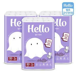 순수 라벤더 3겹 천연펄프 화장지 30m 30롤 3팩