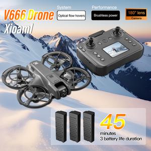 Xiaomi V666 미니 드론 4K 전문 공중 8k 듀얼 카메라 지능형 장애물 회피 Brushless Quadcopter Kid RC 장