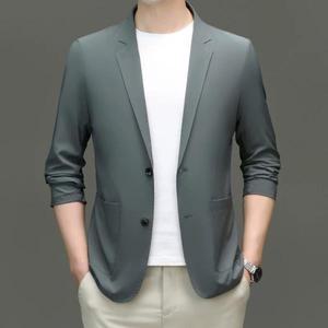 캐주얼 여름 경량 비즈니스 아이스 실크 빠른 건조 쿨 탑 남성 정장 재킷 표준 맞춤 패션 도시  긴 소매