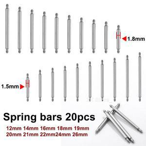 20pcs 직경 1.5mm/1.8mm 스프링 바 시계 20mm 스트랩 링크 핀 12 14mm 밴드 바