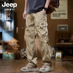 JEEP 남성용 카고 바지 루즈 스트레이트 캐주얼 여름 봄 가을 작업복 바지