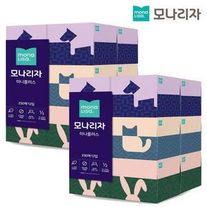 모나리자 미용각티슈 미니플러스 250매 12입 x2개