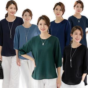 [우일]여성 여름 인견 무지 7부 블라우스 티셔츠 마담 중년 아줌마 엄마옷 상의