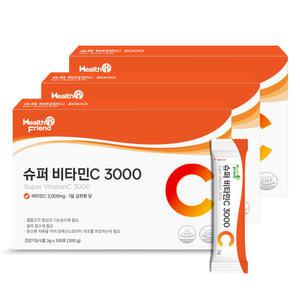 헬스프랜드 슈퍼 비타민C 3000 3박스(300포) 10개월분 건강기능식품 고함량 비타민씨 100% 분말 파우더