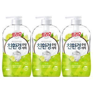 트리오 베이킹소다 담은 주방세제, 라임, 680ml, 3개