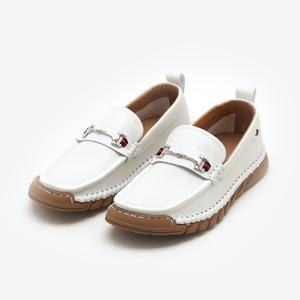 남성 스티치 은장 버클 로퍼 WW-SE-K002-화이트