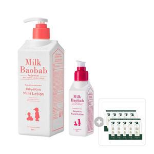 밀크바오밥 베이비앤키즈 마일드&페이셜 로션 기획 구성(마일드 로션 500ml, 1개 + 페이셜로션 100ml, 1개) + 증정 (시카 리프레싱 샴푸 10g, 10개)