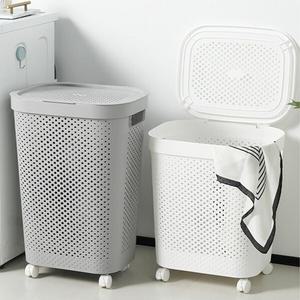 바퀴달린 이동식 대용량 빨래바구니 메쉬 세탁바구니 45L