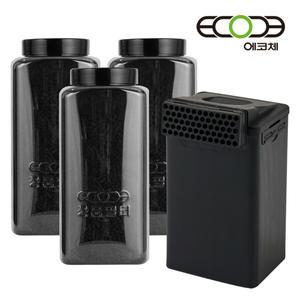 에코체 음식물처리기 활성탄 리필 필터3개+하우징필터 1개 ECC-800 ECC-888 겸용 정품
