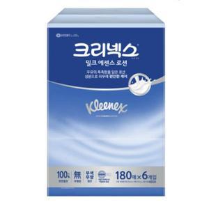 [신제품] 밀크에센스로션 180매X6개입 | 크리넥스 | 엠보싱 천연펄프 미용티슈 탕비실 사무실 학원 팬트리