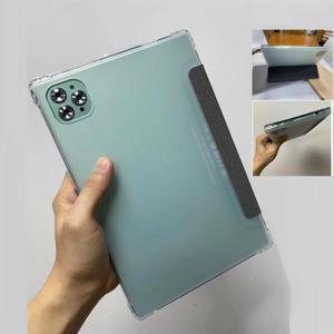 Atouch X19 용 트라이 폴딩 가죽 커버, 투명 TPU 실리콘 소프트 백 10.1 인치