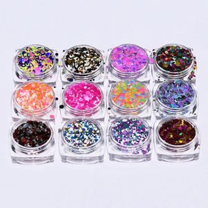 12Box/Kits 라운드 컬러 네일 반짝이 Confetti Mix 1/2/3mm 네일 아트 데코레이션 플레이크 세트 sofe s 126P