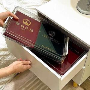 정리함  1PCS 아크릴 투명 데스크탑 종이 보관 상자 A4 파일 문서 시험 종이 가정용 방진 카드 홀더 케이스