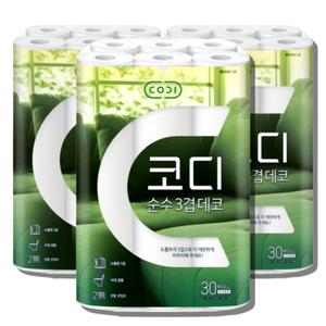 코디 순수 3겹 데코 화장지 30m 30롤 3개