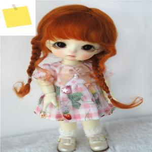 D2033B 3-4 인치 4-5 5-6 18 OB11 긴 느슨한 더블 포니 테일 모헤어 BJD 가발 Lati 노란색 작은 인형 액세