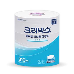 크리넥스 물에잘녹는 에어셀 점보롤 화장지 휴지 310M 3롤 1팩 45391