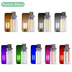 Led 자동차 전구 usb 야간 흰색 빛 자연 따뜻한 노란색 레드 그린 블루 핑크 보라색 DC5V 레트로 에디슨