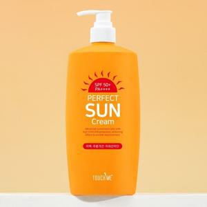 퍼펙트 썬크림 대용량 펌프형 SPF50+ 500ml 자외선차단제 톤업 선크림 +알로에수딩젤 100ml
