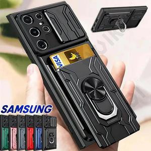 케이스 갤럭시 S24 S23 S22 S21 울트라 플러스 S20 FE A55 A35 A54 A14 A34 4G 5G 슬라이드 카메라 카드 홀더 360 링 커버
