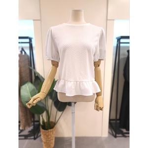 [대구백화점] [미스칸트]셔링 반팔 블라우스 화이트(KEBLP502WH)