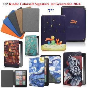 Kindle Colorsoft Signature Edition 1세대 케이스 7인치 2024 가죽 자동 슬립 커버 Paperwhite Funda