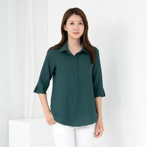 엄마옷 모슬린 50대 중년여성의류 엄마옷 7부 카라 무지 반오픈블라우스 BL505080 여성의류 빅사이즈 4060