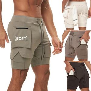 마라톤바지 스포츠 반바지 남성 운동복 더블 데크 러닝 2 In 1 Beach Bottoms 여름 체육관 피트니스 훈련