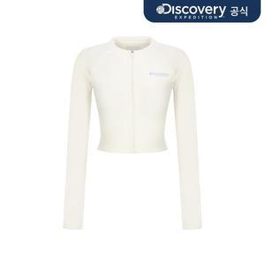 [디스커버리]프레시벤트 여성 기본로고 하프집업 크롭 래쉬가드 (CREAM)