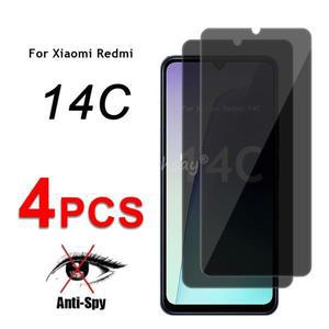 샤오미 Redmi 14C 유리 용 개인 정보 보호 화면 Anti-Spy 필름 강화 스크린