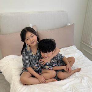 치즈실내복 베어 패밀리 파자마 유아 아동 잠옷 주니어 여름 패밀리 반팔 홈웨어 (WITH MOM)