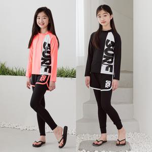초등 래쉬가드 배색 SURF 상하세트 주니어 초등학생 수영복