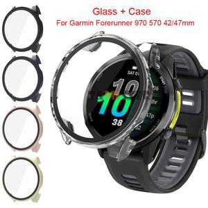 GARMIN FORERUNNER 970 570 47 42 케이스 커버 강화 유리 보호 쉘 범퍼 스크린 보호기 프레임 액세서리
