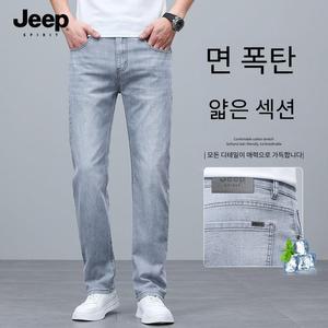 JEEP SPIRIT 고품질 남성 청바지 2025년 여름 루즈 스트레이트 팬츠 29-40