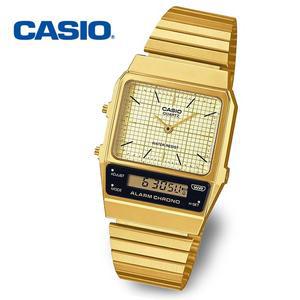 [정품] CASIO 카시오 공용 AQ-800EG-9A 빈티지 레트로 아날로그 전자 금장 메탈시계
